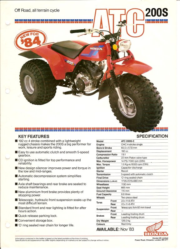 Honda atc 200s brochure #4