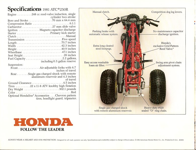 The Honda ATC Brochure page